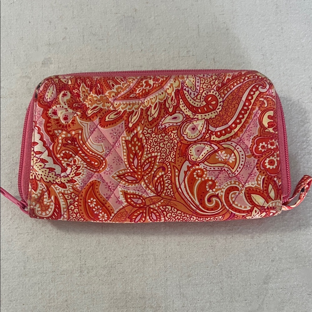 Vera Bradley Pink & Orange Paisley Zip Wallet